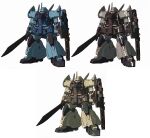  3d arm_cannon beam_cannon cable color_variation commentary_request derivative_work fusion gatling_gun gouf gouf_custom gouf_flight_type gun gundam gundam_08th_ms_team gundam_unicorn highres machinery mecha mecha_focus mobile_suit neo_zeon no_humans one-eyed original radio_antenna realistic redesign robot science_fiction shield tessaku_ro weapon white_background zeon 