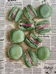  absurdres food food_focus highres julia_stankevych macaron newspaper no_humans oil_painting_(medium) original painting_(medium) photo_(medium) realistic signature still_life traditional_media wall_of_text 