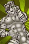  animal_genitalia anthro balls eye_patch eyewear felid fur herzog_silverfang hi_res looking_at_viewer male mammal muscular muscular_male nude pantherine sheath smile solo tiger white_fur 