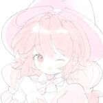  1girl artist_request bow bowtie choker clenched_hands commission dress eyelashes fine_(futagohime) fushigiboshi_no_futago_hime gloves hair_between_eyes happy hat juliet_sleeves light_blush long_hair long_sleeves looking_at_viewer low-tied_long_hair low_twintails one_eye_closed open_mouth own_hands_together pink_choker pink_dress pink_hat puffy_sleeves red_eyes red_hair second-party_source simple_background sleeve_cuffs smile solo tareme twintails upper_body watermark white_background white_bow white_bowtie white_gloves white_sleeves 