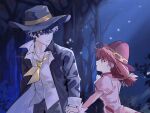  artist_request bare_tree black_coat black_pants blue_eyes blue_hair blue_hat bow bowtie bush child coat collarbone collared_dress collared_shirt commission determined dress expressionless eyelashes fine_(futagohime) forest fushigiboshi_no_futago_hime hair_between_eyes hair_tie hat height_difference high_collar highres holding_hands juliet_sleeves lapels light_particles light_rays long_hair long_sleeves looking_at_another low-tied_long_hair low_twintails moonlight nature neckerchief night night_sky notched_lapels open_clothes open_coat open_mouth outdoors pants parted_lips pink_dress pink_hair pink_hat pointy_nose puffy_sleeves red_eyes second-party_source shade_(futagohime) shirt short_hair short_twintails sky sleeve_cuffs tareme top_hat tree twintails twitter_username watermark white_bow white_bowtie white_shirt white_sleeve_cuffs yellow_neckerchief 