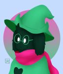  2019 anthro black_fur bovid caprine clothed clothing deltarune digital_media_(artwork) eyewear fur glasses goat hat headgear headwear hi_res luban_(artist) male mammal ralsei scarf simple_background smile solo video_games 