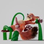  1:1 3d_(artwork) abdominal_bulge anal anal_penetration anal_tugging animal_genitalia animal_penis balls canid canine canine_penis digital_media_(artwork) disney forced fox hi_res inflation large_penetration male male/male mammal nick_wilde pawpads paws penetration penis prolapse restrained scimunk spreading suspension tentacles zootopia 