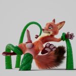  1:1 3d_(artwork) abdominal_bulge anal anal_penetration anal_tugging animal_genitalia animal_penis balls canid canine canine_penis digital_media_(artwork) disney forced fox hi_res large_penetration male male/male mammal nick_wilde pawpads paws penetration penis prolapse restrained scimunk spreading suspension tentacles zootopia 