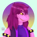  1:1 2019 anthro canid canine canis clothed clothing deltarune digital_media_(artwork) female fur hair hi_res luban_(artist) mammal simple_background smile solo susie video_games 