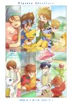  3girls 5boys absurdres agumon bird blonde_hair blue_eyes blue_hair blue_shirt brown_eyes brown_hair bug cat digimon digimon_adventure digimon_day dress gabumon gomamon green_shirt highres hug ishida_yamato izumi_koshiro katie_0626 kido_jo long_hair medium_hair multiple_boys multiple_girls palmon patamon piyomon red_dress shirt short_hair tachikawa_mimi tailmon takaishi_takeru tears tentomon yagami_hikari yagami_taichi 