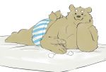  2016 anthro bed belly blush butt clothing humanoid_hands kemono kuriusagi male mammal overweight overweight_male solo underwear ursid 