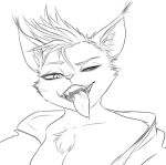  1_eye anthro breasts clothing due felid feline female gorezing gorezing_(character) hair lynx mammal selfie shirt short_hair smile tongue tongue_out topwear 