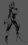  3_fingers absurd_res biped digital_media_(artwork) full-length_portrait glados grey_background hi_res humanoid machine metallic_body monochrome napalm_express portal_(series) portrait robot signature simple_background solo standing valve video_games wire 