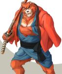  2015 anthro asian_clothing bear biped black_nose bulge clothed clothing coat_cape colored east_asian_clothing eyebrows holding_katana holding_melee_weapon holding_object holding_sword holding_weapon japanese_clothing katana kimono kumatetsu male mammal masabowser melee_weapon solo sword the_boy_and_the_beast thick_eyebrows weapon 