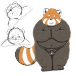  1:1 2019 96panda 96panda_hk absurd_res ailurid anthro balls belly eyes_closed flaccid hi_res humanoid_hands male mammal navel overweight overweight_male penis red_panda solo 