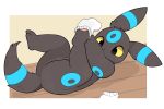  2025 ambiguous_gender bioluminescence clothing digital_media_(artwork) eeveelution feet feral footwear fur generation_2_pokemon glowing grey_body grey_fur hi_res inukami_hikari lying nintendo on_back paws pokemon pokemon_(species) putting_on_socks shiny_pokemon socks solo tail toes umbreon 