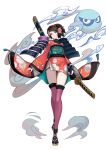  1girl absurdres black_hair hair_ornament highres japanese_clothes katana legs lips momohime moonface oboro_muramasa sword weapon yellow_eyes 