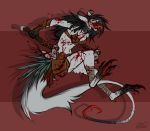  absurd_res anthro armor axe berserk blood bodily_fluids breasts claws clothed clothing digital_media_(artwork) feathers female gore hair hi_res holding_object long_hair long_tongue mammal melee_weapon open_mouth saltyserpent sharp_teeth smile solo teeth tongue vikrjelen weapon 
