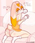  &lt;3 2019 anthro blush butt clothed clothing cream_the_rabbit dialogue digital_media_(artwork) english_text female gloves handwear lagomorph leporid looking_at_viewer mammal panties pongldr rabbit simple_background smile solo sonic_(series) text underwear video_games young 