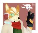  2018 anthro canid canine canis clothed clothing digital_media_(artwork) fox fox_mccloud hi_res luban_(artist) male mammal nintendo simple_background smile solo star_fox video_games 