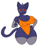  anthro big_breasts black_fur blue_fur breasts clothing domestic_cat dyed_fur felid feline felis female fur kingretrokirby leotard mae_borowski mammal night_in_the_woods red_eyes solo thick_thighs video_games whiskers wide_hips 