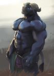  anthro bovid bovine cattle chief_bogo clothed clothing disney flaccid hi_res horn leobo loincloth looking_at_viewer male mammal muscular muscular_male pecs penis solo topless zootopia 