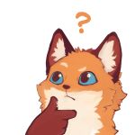  1:1 ? absurd_res ambiguous_gender black_ears black_fur black_nose blue_eyes canid canine color_fox fox fur hand_on_chin head_tuft hi_res inner_ear_fluff mammal orange_fur reaction_image simple_background solo tan_fur thinking white_background 