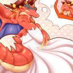  1:1 2019 anthro blush brunhilda_(dragalia_lost) cygames dragalia_lost dragon female horn nintendo open_mouth red_scales ryutier scales scalie smile solo video_games western_dragon wings 