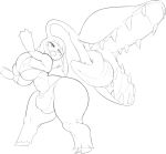  2019 anthro big_breasts bodily_fluids breast_squish breasts bulge bulumble-bee clothing intersex mawile nintendo nipple_outline pok&eacute;mon pok&eacute;mon_(species) pose saliva squish thick_thighs tight_clothing video_games wide_hips 