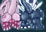  2019 3_toes anus backsack balls barefoot butt claws dialga feet from_behind_(disambiguation) hi_res hindpaw legendary_pok&eacute;mon male nintendo nude palkia paws pok&eacute;mon pok&eacute;mon_(species) simple_background soles thaasteo thick_thighs toe_claws toes video_games 