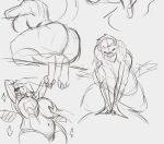  anthro big_breasts breast_grab breasts butt canid canine canis disembodied_hand domestic_dog duo female hair hand_on_breast huge_breasts jezzlen mammal millie_(jezzlen) monochrome mouth_closed navel nude overweight overweight_anthro overweight_female short_hair simple_background sketch sketch_page solo sparkles 