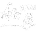 2025 5_fingers amber_(snoot_game) american_football anthro arsenic_iii ball baryonyx bone_frill bottomwear cavemanon_studios clothing dinosaur dress duo feathered_wings feathers female fingers footwear frill_(anatomy) gridiron_ball hair jack_(snoot_game) kneeling male midair monochrome peanuts_(comic) prehistoric_species pterodactylus pterosaur reptile saurischian scalie shoes short_hair short_tail shorts sketch smile sneakers snoot_game snout spinosaurid sport style_emulation tail theropod wings