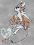  2019 4_ears 4_fingers ambiguous_gender anthro avali avian ayra_(oceansend) black_sclera blep blue_eyes blue_feathers brown_feathers brown_tail chest_tuft claws digital_media_(artwork) fangs feathers felisrandomis flying grey_background grey_claws grey_feathers hi_res multi_ear multicolored_feathers nude pink_tongue simple_background solo talons tongue tongue_out tuft 