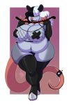  anthro big_breasts breasts clothing dominatrix female fishnet hi_res lavenderpandy legwear mammal marsupial nipple_tape overweight overweight_female pasties phalangeriform riding_crop rubber smile solo standing tape thigh_highs underwear whip 