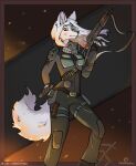 anthro canid canine clothed clothing digital_media_(artwork) female fox hi_res holding_object holding_weapon mammal military_uniform night s.t.a.l.k.e.r. solo tail uniform war weapon xleb0rezka
