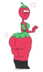  3:5 annoyed big_butt butt clothed clothing digital_media_(artwork) drupe female flora_fauna food food_creature food_humanoid fruit fruit_humanoid hi_res humanoid living_fruit not_furry ok_k.o.!_let&#039;s_be_heroes plant plant_humanoid simple_background solo standing strawberry thick_thighs wappah 