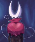  &lt;3 2019 arthropod big_breasts black_sclera black_skin blue_background blue_eyes blush bottomless breasts cloak clothed clothing devilbluedragon featureless female front_view hi_res hollow_knight hornet_(hollow_knight) insect looking_at_viewer nipple_outline portrait pussy simple_background solo three-quarter_portrait vessel_(species) white_skin 