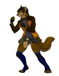  2019 4_toes 5_fingers alpha_channel anthro black_hair black_nose brown_fur canid canine canis domestic_dog fur hair male mammal silvyr simple_background solo standing toes transparent_background 