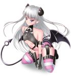  1girl demon_girl long_hair mas2000 naruse_maria purple_eyes shinmai_maou_no_testament succubus thighhighs white_hair 