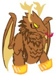 antlers bracelet brown_fur dragon flat_colors forked_tongue fur furred_dragon gallil horn jersey_devil_(scribblenauts) jewelry monster scribblenauts simple_background smile solo tongue waist_up white_background wings yellow_eyes 
