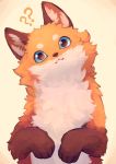  ? black_fur black_nose blue_eyes canid canine cheek_tuft color_fox fluffy fox front_view fur fur_tuft head_tilt looking_at_viewer mammal orange_fur reaction_image simple_background solo tan_fur tuft 