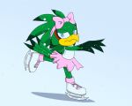  5:4 accipitrid accipitriform ambiguous_gender animated avian biko97 bird bottomwear bow clothed clothing jet_the_hawk kitsune2000 looking_at_viewer skating skirt snow solo sonic_(series) sonic_riders winter 