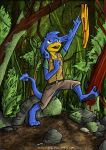  anthro bottomwear clothing forest hi_res mabaya male neopets shorts solo tree zafara 