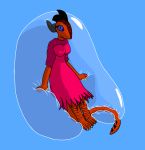  bubble clothing digital_media_(artwork) dress female hi_res lizard lying reptile scalie skeletorskeletonized solo squeezing squish 