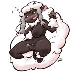  2019 3_fingers anthro areola big_breasts blush bodily_fluids breasts daclusia female hair horn looking_at_viewer nintendo nipples nude open_mouth pok&eacute;mon pok&eacute;mon_(species) pubes pussy smile solo sweat video_games white_hair wooloo 