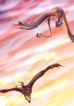  2016 day detailed_background digital_media_(artwork) dragon duo feral flying hi_res horn membrane_(anatomy) membranous_wings mistyrdis outside scalie western_dragon wings 