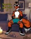  anthro bulge canid canine english_text engrish fox hi_res male mammal redrick solo text 