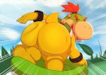  2019 absurd_res bowser_jr. butt hi_res jerseydevil koopa looking_at_viewer looking_back male mario_bros nintendo reptile scalie smile solo spanking vehicle video_games young zoom_lines 