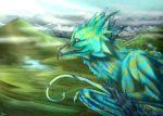  2018 beak day detailed_background digital_media_(artwork) dragon feral hi_res membrane_(anatomy) membranous_wings mistyrdis outside solo wings 