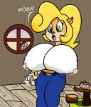  2019 anthro bandicoot being_watched big_breasts blonde_hair bodily_fluids breast_expansion breasts clothed clothing coco_bandicoot crash_bandicoot_(series) digital_media_(artwork) female fur green_eyes hair hi_res huge_breasts hyper hyper_breasts lactating long_hair looking_at_another mammal marsupial milk mr.under naughty_dog open_mouth scp_foundation sony_corporation sony_interactive_entertainment surprise video_games 