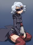  gloves grey_hair hunter_j j_(pokemon) long_coat lowres nintendo pokemon pokemon_(anime) short_hair silver_hair thighhighs visor 