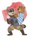  &lt;3 2018 anthro clothing duo guaxraccoon humanoid_hands male male/male mammal overweight overweight_male pants procyonid raccoon shirt shorts simple_background ursine 