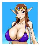  big_breasts blush breasts cleavage clothed clothing female humanoid hylian nintendo nipple_outline princess_zelda speeds the_legend_of_zelda video_games 