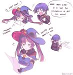  +++ 1boy 1girl armor black_bodysuit black_choker black_gloves black_kimono black_shorts black_sleeves blunt_bangs blunt_ends bodysuit brooch choker clenched_hand closed_eyes commentary crescent crescent_hat_ornament detached_sleeves elbow_gloves english_commentary english_text facing_another fur_collar furisode genshin_impact gloves gold gold_trim green_eyes hair_between_eyes hand_up hat hat_ornament holding holding_paper index_finger_raised japanese_armor japanese_clothes jewelry kimono kote kurokote leotard light_blush long_hair looking_down mandarin_collar mona_(genshin_impact) neck_ring paper paper_in_mouth parted_bangs pink_hair pointing pointing_at_another purple_bag purple_hat purple_leotard purple_sleeves red_hat red_kimono scaramouche_(genshin_impact) scarasleepy scratching_head sequential short_sleeves shorts sidelocks sitting sleepy star_(symbol) star_brooch star_choker star_hat_ornament star_print tearing_up tears teasing tsurime twintails twitter_username two-sided_fabric two-sided_headwear white_kimono wispy_bangs witch_hat 